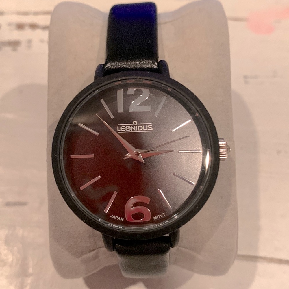 Leonidus Black Leather Watch